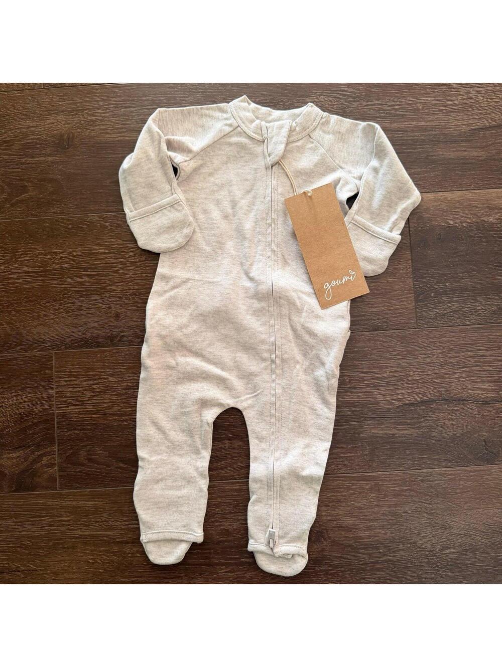 NWT Goumi Kids Storm Gray Baby Footie SZ NB Newborn Bamboo Zippy Sleeper Organic